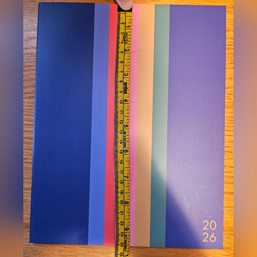 2026 Blue Planner with Rainbow Stripes - Daily Home Office Planner